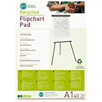 Bi-Office Earth - Bloc de Papel Reciclado para Pizarra Rotafolios, Euro, 40 Hojas por Bloc, 55 g/m&sup2;, Paquete de 5 Bloques