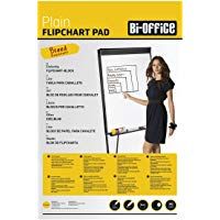 Bi-Office Bloc de papel para Pizarra Rotafolios, Euro, con perforaci&oacute;n, 55 g/m&sup2;, Blanco, 50 Hojas por Bloc, Paquete de 5 Bloques