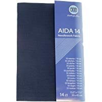 RTO Aida Tela 14 Hilos r.t.o, 100 por ciento algod&oacute;n, Azul, 49 x 45 cm