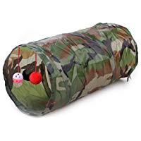HONGIRT Plegable Mascota Perros Gatos T&uacute;nel Juguetes Interior al Aire Libre Hogar Poli&eacute;ster Plegable T&uacute;nel de Entrenamiento Accesorios para Mascotas Suministros para Mascotas (Color: Camuflaje)