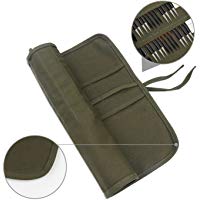 Sorliva - Bolso para pinceles de artista, bolsa enrollable de lona, color verde militar