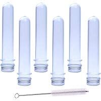 Alledomain - Tubos de ensayo de pl&aacute;stico transparente con tapones de rosca, 40 ml, 1 cepillo de limpieza para tubos (25 x 140 mm)