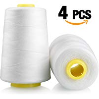 Mopalwin Hilos de Coser Hilos de Bordar de Poli&eacute;ster para M&aacute;quinas de Coser - 5000 yardas Blanco