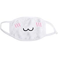 Kawaii - M&aacute;scara anime de color blanco con dise&ntilde;o de emoticono y boca, antipolvo y anime