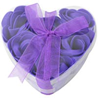 TOOGOO Rodaja de jabon en Forma de Petalo Rosa con una Caja de Corazon