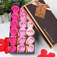 18pcs Aroma de Rosa Ba&ntilde;o Jab&oacute;n Rose Flor en Caja de Regalo Color del Gradiente Fascinante Ramo de Rosas(Rosa Roja) - Gearmax