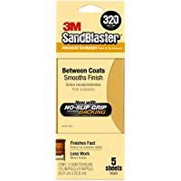 3M Company Sandblaster No Slip Grip Sandpaper, 320-Grit, Gold, 3-2/3 x 9-In, 5-PK.