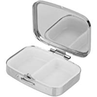 Kentop Pastillero Mini Metal Pill Box Medicinal Escritorio Viaje Port&aacute;til Pastillero Pill Contenedor con 2&nbsp;Compartimentos Independientes