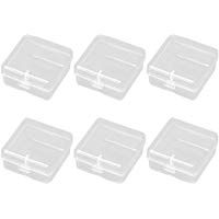 SUPVOX Caja de pl&aacute;stico transparente peque&ntilde;a con organizador de maquillaje de cuentas de tapa regalo para oficina aula escuela hogar 6 piezas 4.5x4.5x1 cm