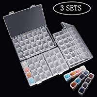 Diamond Embroidery Box 3 Pack, cada caja de almacenamiento transparente con 28 rejillas de mini compartimentos, 5D Diamond Painting y Cross Stitch Tools Contenedores accesorios para arte DIY Craft