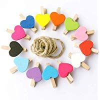 Mini pinzas para fotos, pinzas de madera, 6 piezas, pinzas de papel fotogr&aacute;fico de madera natural, pinzas para pinzas para manualidades con cuerda de yute para decoraci&oacute;n de arte y Navidad