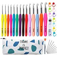 Agujas de Ganchillo, 14 PCS Agujas de Ganchillos Kit de Ganchillos Accesorios con Bolsa Kit Conjunto de Ganchillo, manijas ergon&oacute;micas de agarre suave