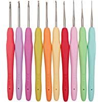 Agujas de Ganchillo (10 piezas) - 13 cm Gancho de Ganchillo Conjunto con Suave Mango de Goma - Ganchillo agujas de para Cord&oacute;n, Tapetes de flores y m&aacute;s (0,5 mm - 2,75 mm)