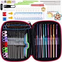 Anpro 100pcs Agujas de Ganchillos,Kit de Ganchillos Accesorios con Bolsa,Regalo para Fiesta,Cumplea&ntilde;os,Mujer,Madre,Ganchillo Crochet para Novatos,Principiantes