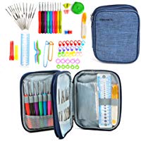 TIMESETL 72 pcs Kit de Ganchillos Incluido 9 pcs Ganchillo Aluminio (2mm/2.5mm/3mm/3.5mm/4mm/4.5mm/5mm/5.5mm/6mm) con Herramientas de Tejer Accesorios