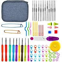 Juego de ganchillos de crochet,45Pcs Kit de Ganchillos Coloridas Accesorios con Bolsa,Incluyendo los ganchos de tejer, las tijeras,las agujas y m&aacute;s Perfecto para Tejer en Ganchillo Proyectos
