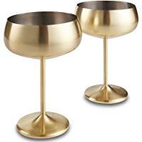 Set de 2 vasos copa de champ&aacute;n con acabados en oro VonShef &ndash; Acero inoxidable a prueba de golpes