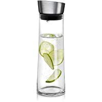 Navaris jarra de cristal de 0.8L para agua - Botella de vidrio con tapa - Jarra de borosilicato garrafa para agua t&eacute; zumo