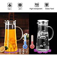 BOQO 1,5 Liter Wasser Pitcher Obst Wasserkrug mit Edelstahl Deckel und Glas Teekanne mit Infuser