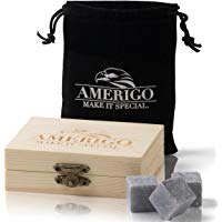 Premium Whisky Stones Gift Set de Amerigo- &iquest;Aguar tu Whisky? &iexcl;Nunca m&aacute;s! Juego de 9 Piedras Whisky - Empaquetado en un Exclusivo set de Regalo - Cubitos de Hielo Reutilizables - Gratis EBOOK