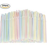 Xiton 200 PCS Desechable Flexible Pajitas De Beber Vistoso Bendy Pajitas De Plastico Pajitas Divertidas De Fiesta Flexible Pajitas De Beber Para Art&iacute;Culos De Fiesta