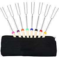 Umiwe Marshmallow Telesc&oacute;pica Asar Palillos Tenedor de Acero Inoxidable Perro Caliente con Bolsa de Transporte, Conjunto de 9
