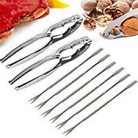 Doitsa 8pcs/Set Cangrejo Clip Aguja Cangrejo piernas Plata Acero Inoxidable Cangrejo alicate Comedor de Las Herramientas de Cangrejo Herramienta de Frutas de Mar Cracker Langosta ostras