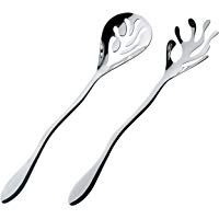 Alessi Mediterraneo - Cubiertos para servir ensalada, acero inoxidable, color plateado
