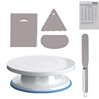 Para tartas Tocadiscos, yizish 11&nbsp;cm soporte para tartas con acero inoxidable esp&aacute;tula para glaseado y esp&aacute;tula para glaseado (3&nbsp;piezas) para horno, para decoraci&oacute;n de tartas, pasteles y cupcakes