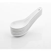 Juego de 6 cucharas de caf&eacute; de porcelana blanca de 4,75 pulgadas para salsas de mermelada de porrina de cereales, 6 x 4,75 pulgadas