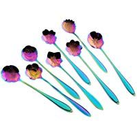 TONVER Cuchara de Helado, 8 Piezas de Acero Inoxidable vajilla Creativa Flor Stirring Cuchara Perfecta para caf&eacute;, Az&uacute;car, T&eacute;, Helado
