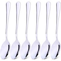 Juego de 6 cucharas de acero inoxidable, cuchara sopera, cuchara de cena, 8,1 pulgadas. Cuchara de 6 piezas