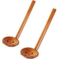 ISKYBOB 2 Piezas Cuberter&iacute;as Madera Dise&ntilde;o Creativo Con Largo Mango Para Fideo Y Sopa