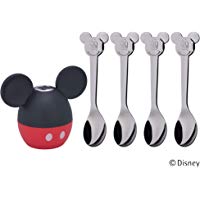WMF Disney Mickey Mouse - Set 5 Piezas, salero con 4 cucharas, plata cromargan, 10 x 75 x 75 cm
