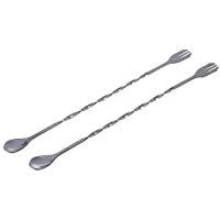 SODIAL(R) 2pcs Nueva Barras de acero inoxidable trenzado de coctel de mezcla Cuchara Tenedor DIY Set