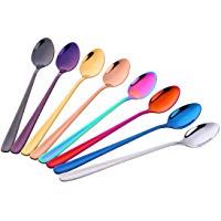 8 piezas Cucharas de Cafe Metal Reutilizable Cucharilla Cucharas Mezcladoras de Az&uacute;car Juego de Mini Cuchara - DoBuy