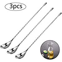 WENTS Cuchara de C&oacute;ctel 3PCS Cuchara de Mezcla Cuchara de Mango Largo Cuchara de C&oacute;ctel de Acero Inoxidable, Cuchara de Agitaci&oacute;n, Cuchara de Barman, Coctelera