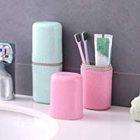 YGQersh Soporte para Viajes Port&aacute;til Paja de Trigo Ba&ntilde;o Taza de Agua Bebida Cepillo de Dientes Pasta Taza - Verde