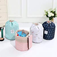 YGQersh Estuche de Viaje Oxford Striped Flamingo Bag Makeup Organizador con cord&oacute;n Ajustable - 5