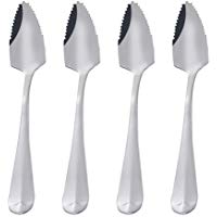 BESTONZON Cucharas seccionadoras de Pomelo de Acero Inoxidable 4PCS con Cucharada de agitaci&oacute;n de caf&eacute; de Borde serrado (Plata)