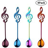 FOONEE Cucharas Musicales, 4 Paquetes 304 Cuchara de Acero Inoxidable para T&eacute;, Postre, Cuchara de Az&uacute;car