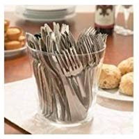 Zuvo Conjunto de cubiertos desechables (144 piezas, incluye tenedores, cuchillos y cucharas de pl&aacute;stico), color plateadoM&aacute;s confeti para la mesa