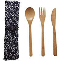poetryer Cubiertos de bamb&uacute; Set de Cubiertos, Juegos de Cubiertos Port&aacute;til, Cubiertos Madera ecol&oacute;gicos, Utensilios Madera, Cucharada, Tenedor, Cuchillo, Set Cubiertos para Camping