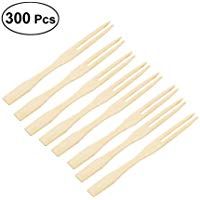 OUNONA 300 p&uacute;as desechables de bamb&uacute; para aperitivos de frutas, horquillas de postre para c&oacute;ctel, palillos de p&uacute;as, suministros para fiestas
