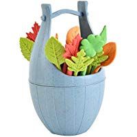 FLAMEER 16pcs Verde Paja De Trigo Biodegradable Deja Fruta Tenedor Conjunto Mesa Decoraci&oacute;n