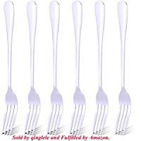 6 tenedores de acero inoxidable para cena, 21 cm