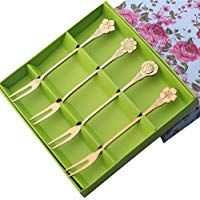 Somedays - Tenedor de acero inoxidable con forma de flor para frutas, resistente a la abrasi&oacute;n, horquilla para alimentos duradera, innovador tenedor de postre de dos dientes