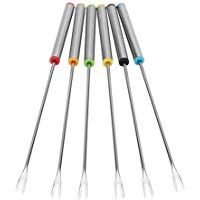 Delaman Fondue Forks 6pcs/Set Palitos de Brocheta de Acero Inoxidable, Queso Derretido, Carne, Fruta y M&aacute;s