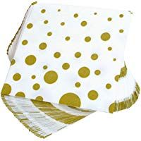 Aneco 150 Pack Servilletas Estrella de Oro Blanco con Estrellas de Oro Servilletas de C&oacute;ctel para Bodas, Fiestas, Cumplea&ntilde;os, Cena, Almuerzo, Servilletas con 2 Capas, 5 por 5 Pulgadas (Gold Polka Dot)
