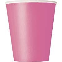 Unique Party- Paquete de 8 vasos de papel, Color rosa intenso, 266 ml (31396)